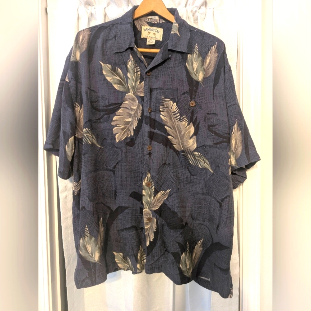 Bamboo Cay Men's‎ Silk Shirt XL Hawaiian Short Sleeve Button Down